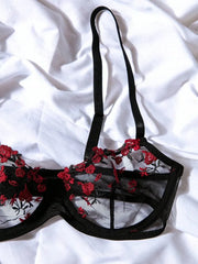 Fairy Bra Set Bralette 2-Piece Underwear Sets Floral Embroidery Steel Ring Bra And Panty Set
