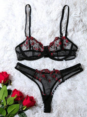 Fairy Bra Set Bralette 2-Piece Underwear Sets Floral Embroidery Steel Ring Bra And Panty Set