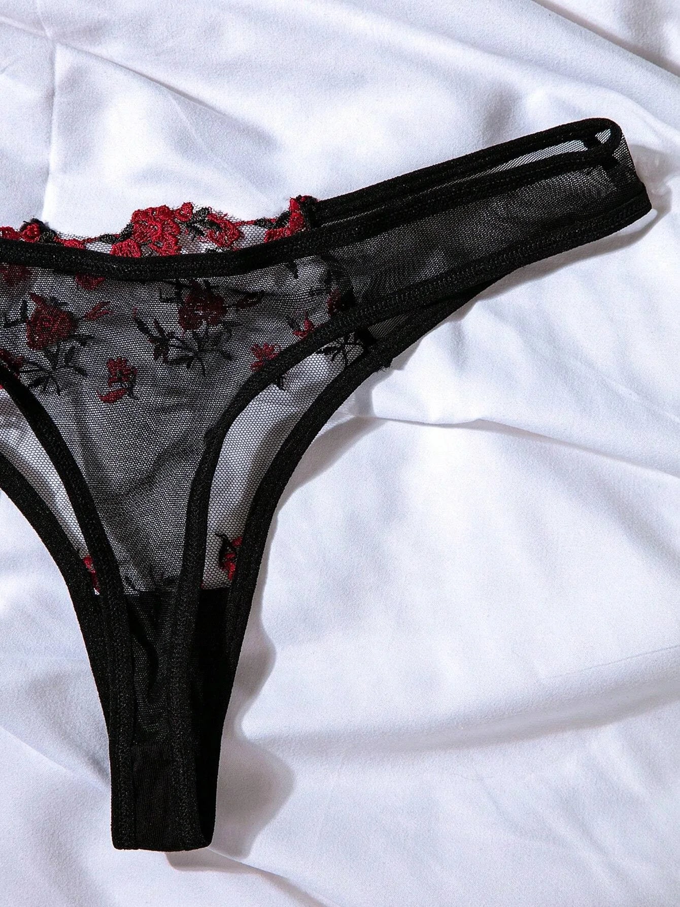 Fairy Bra Set Bralette 2-Piece Underwear Sets Floral Embroidery Steel Ring Bra And Panty Set