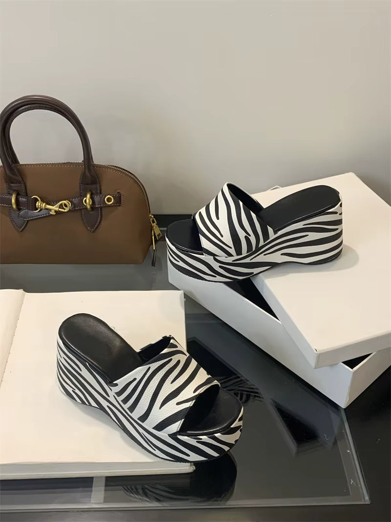 Open Toe Fashion Designer Slides Platform Heels Wedges