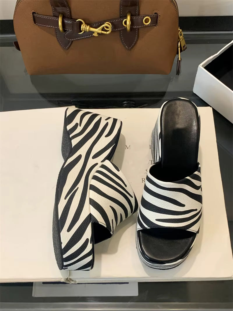 Open Toe Fashion Designer Slides Platform Heels Wedges