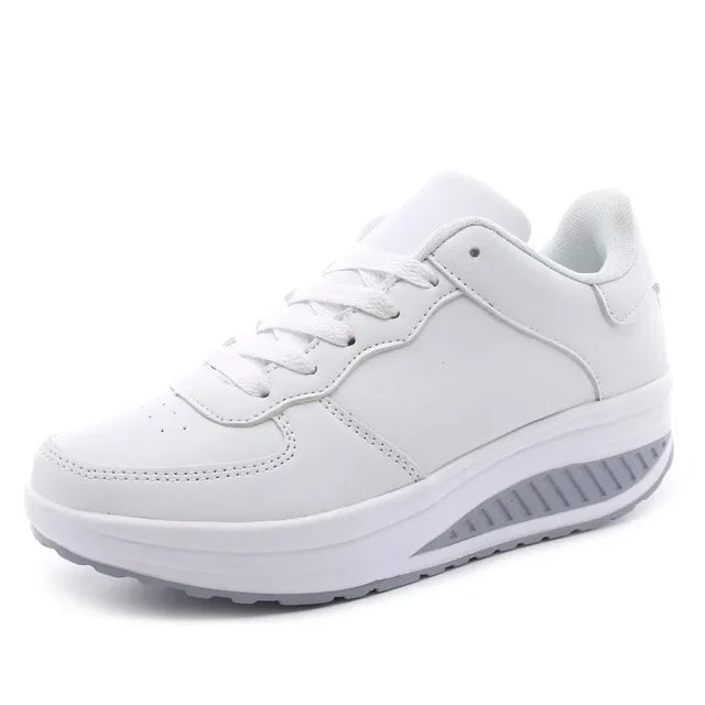 Mixed color Plus Swing Platform Lace-up Wedge Sneakers Breathable Mesh Casual Running Shoes