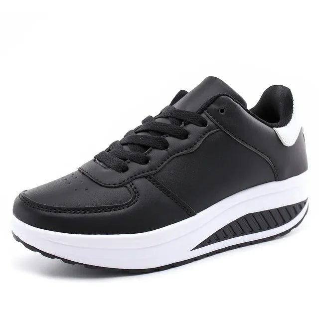 Fashion Plus Swing Platform Lace-up Wedge Sneakers Breathable Mesh Casual Running Shoes