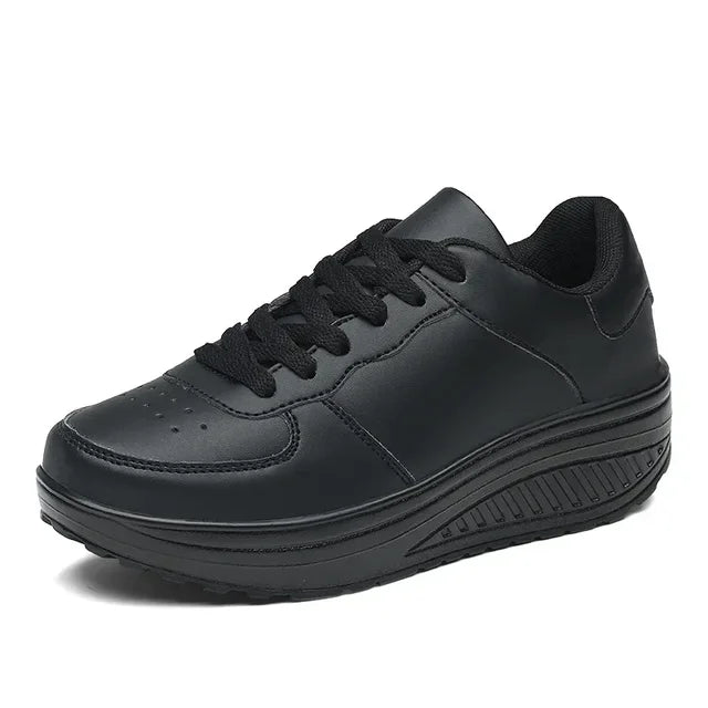 Mixed color Plus Swing Platform Lace-up Wedge Sneakers Breathable Mesh Casual Running Shoes