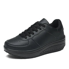 Mixed color Plus Swing Platform Lace-up Wedge Sneakers Breathable Mesh Casual Running Shoes
