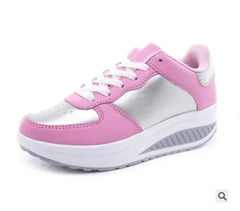 Fashion Plus Swing Platform Lace-up Wedge Sneakers Breathable Mesh Casual Running Shoes