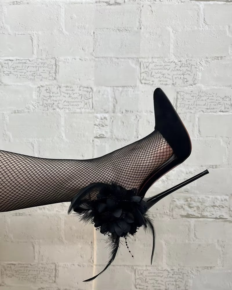 Feather Flower Cross-dressing Cosplay Shallow Out High Heels Sandel