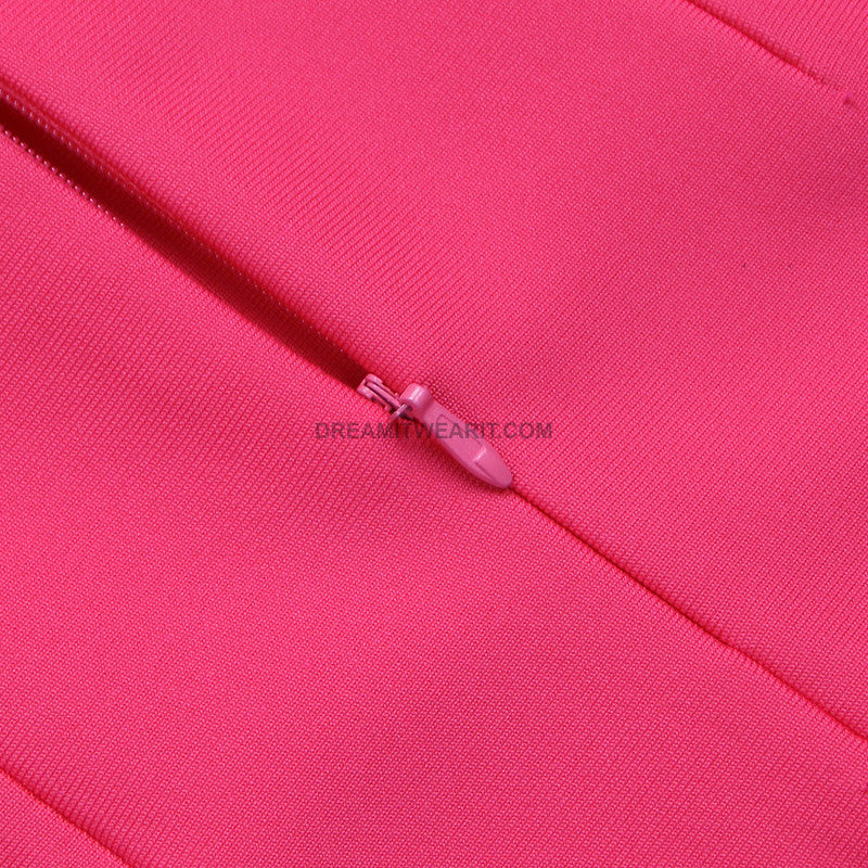 Feather Detail Strapless Maxi Dress Hot Pink