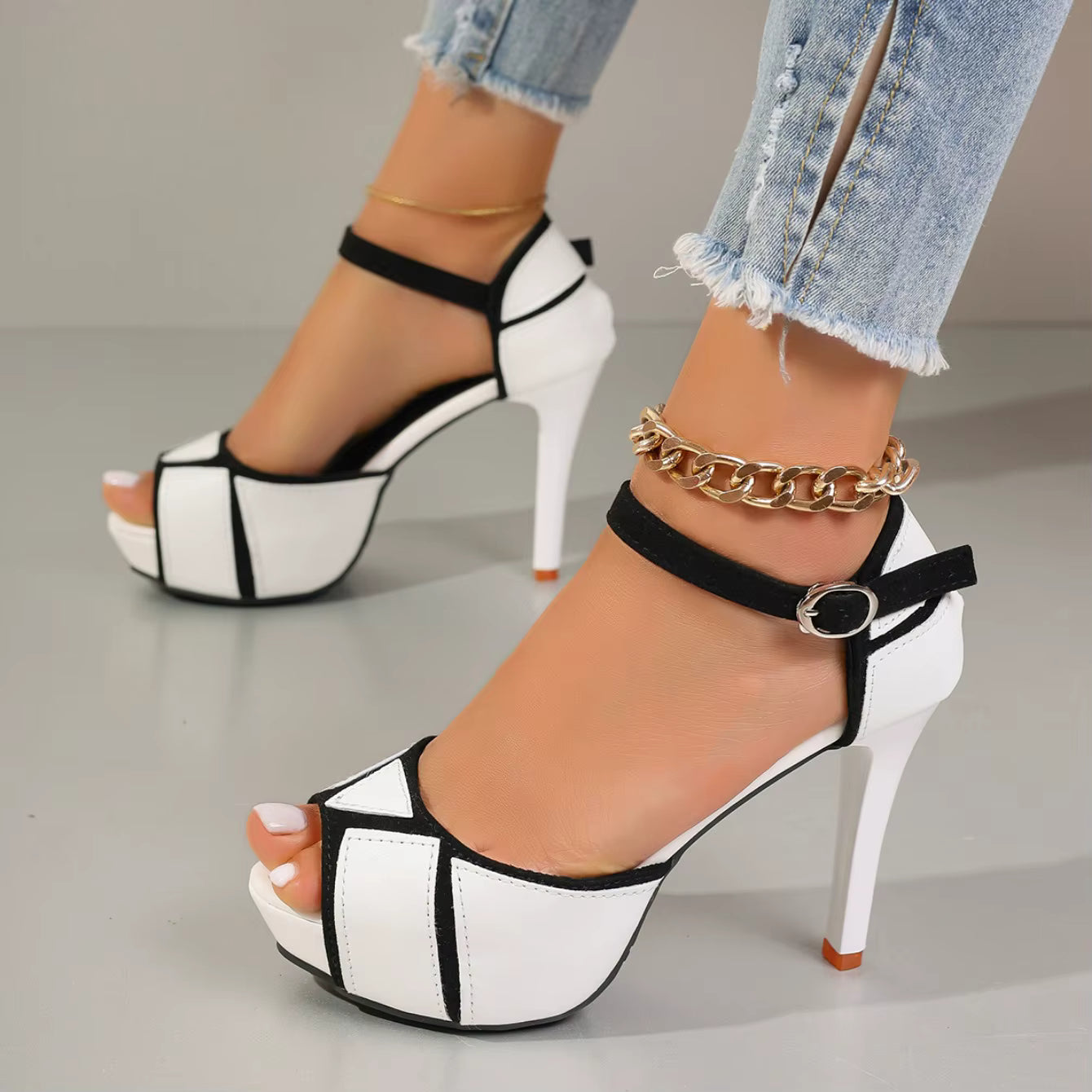 Fish Mouth Peep Toe High Heels Thin Heels Dress Shoes