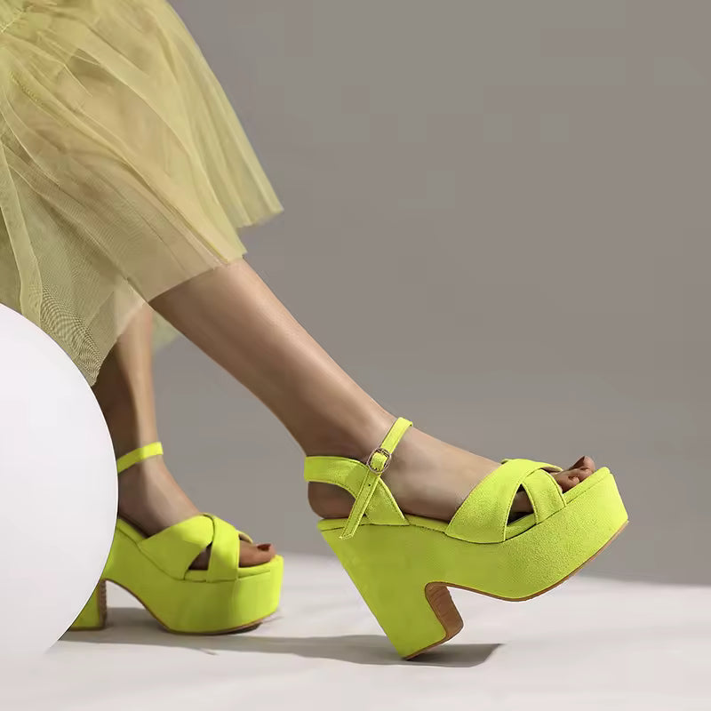 Flock Material Breathable Wedge Ultra-High Waterproof Platform Heel