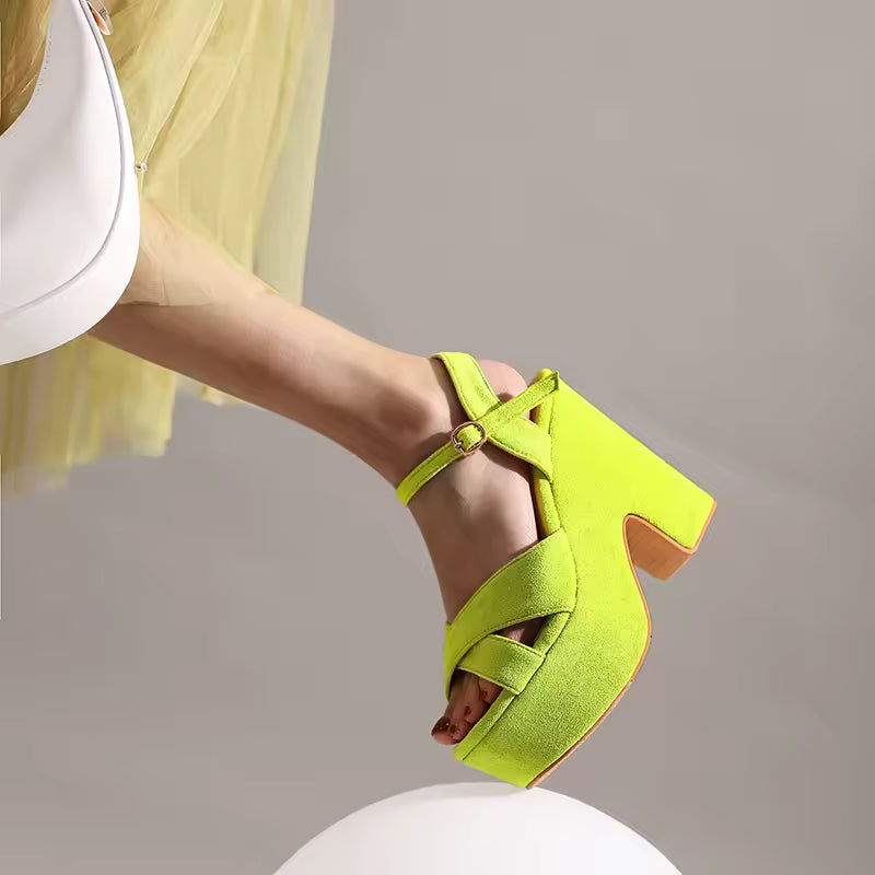 Flock Material Breathable Wedge Ultra-High Waterproof Platform Heel