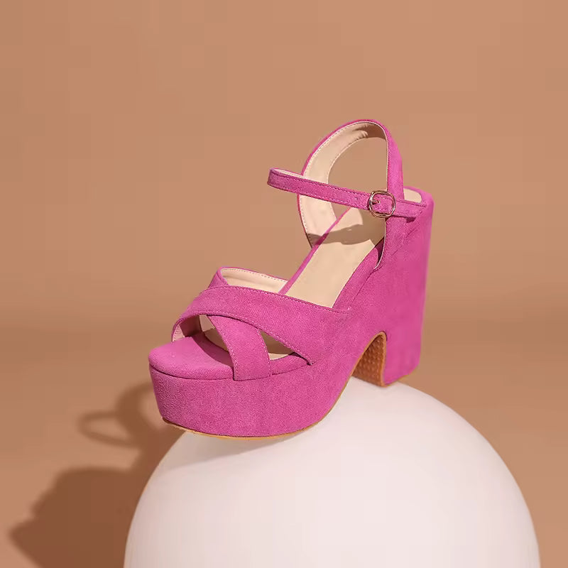 Flock Material Breathable Wedge Ultra-High Waterproof Platform Heel
