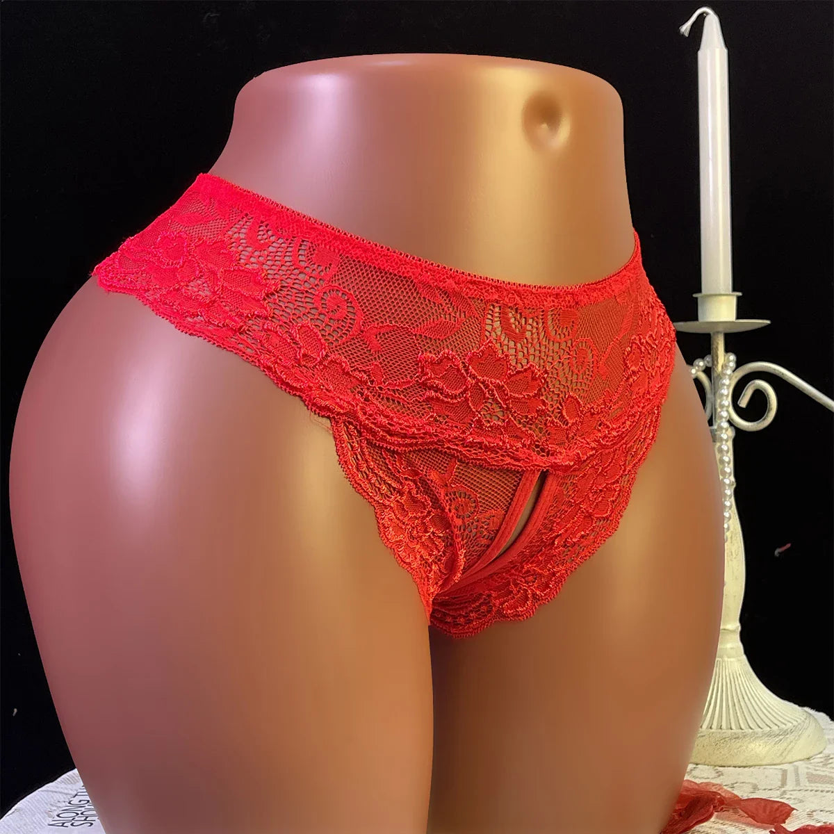 Floral Lace Mesh Panties - and Seductive Underwear with Hollow Out Open Crotch Thongs