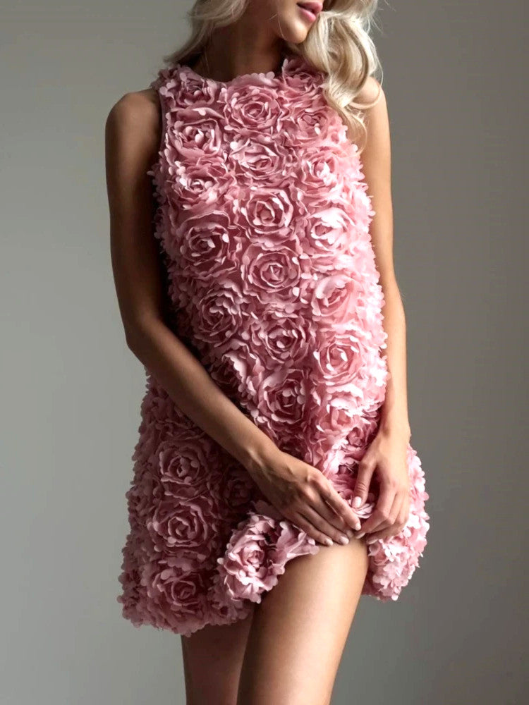 Floral A Line Dress Pink