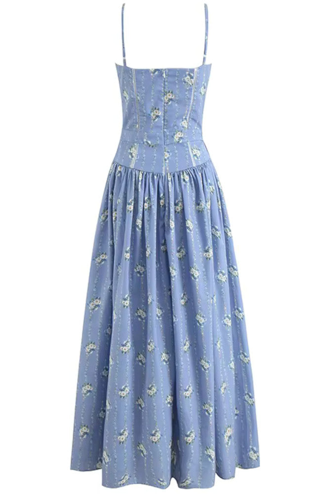 Floral Skater Midi Dress Blue
