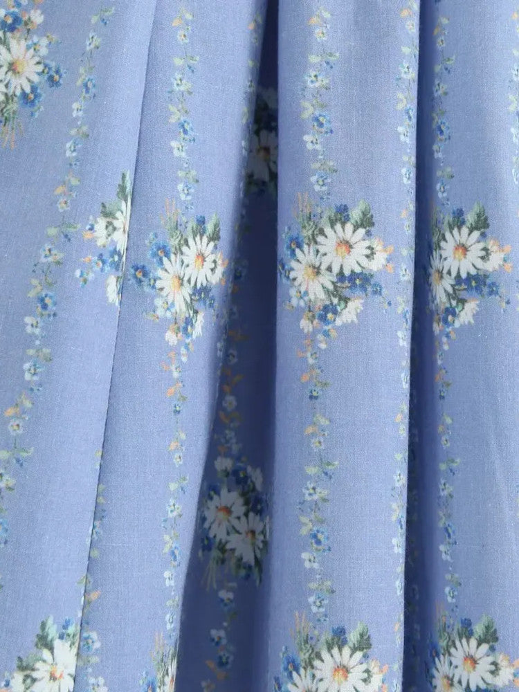 Floral Skater Midi Dress Blue
