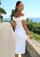 Floral Bardot Midi Dress White