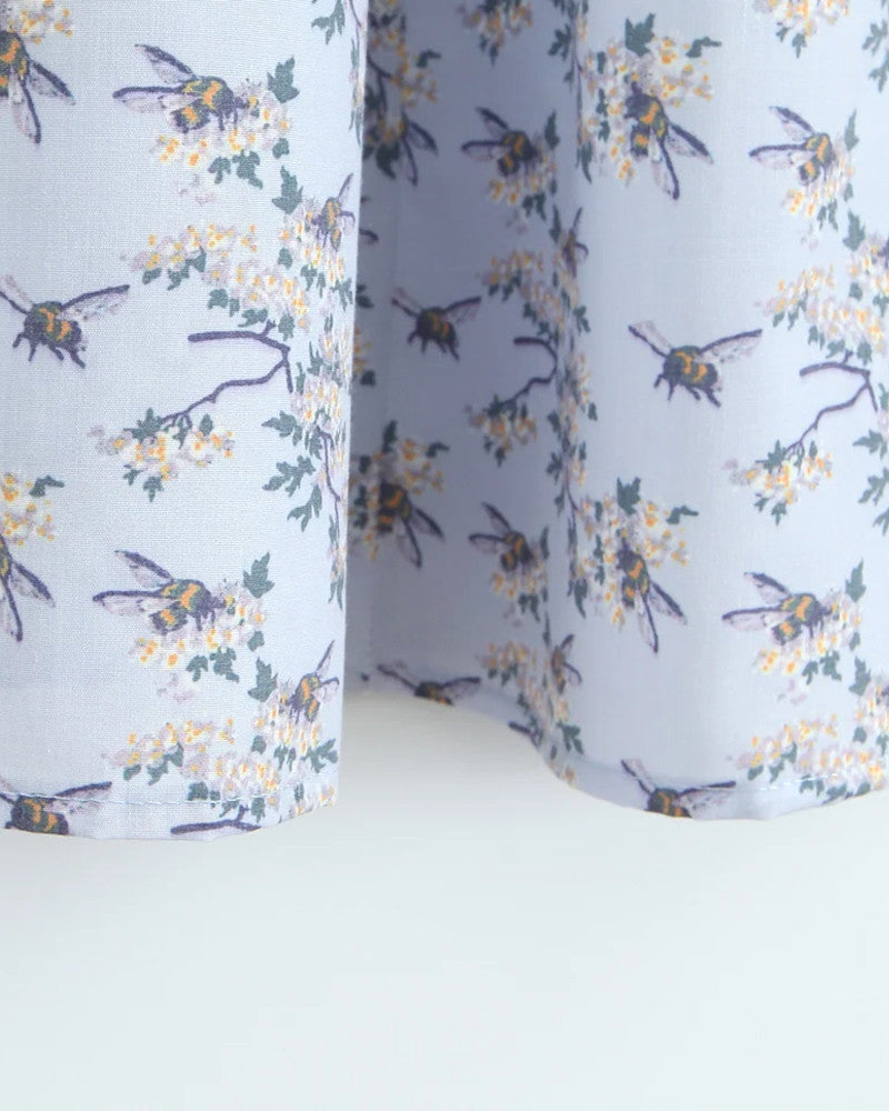 Floral Skater Corset Midi Dress Blue