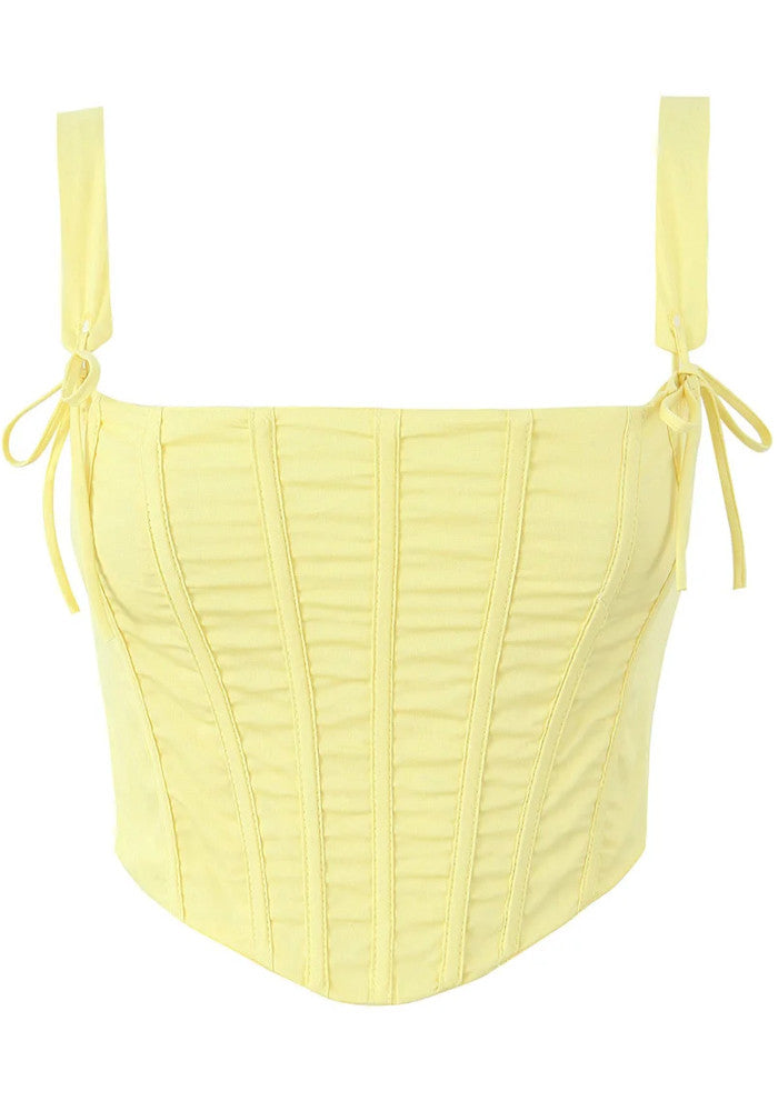 Corset Skater Two Piece Midi Dress Yellow