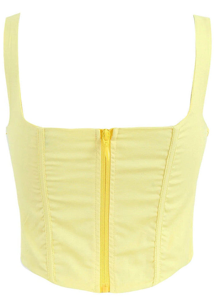 Corset Skater Two Piece Midi Dress Yellow