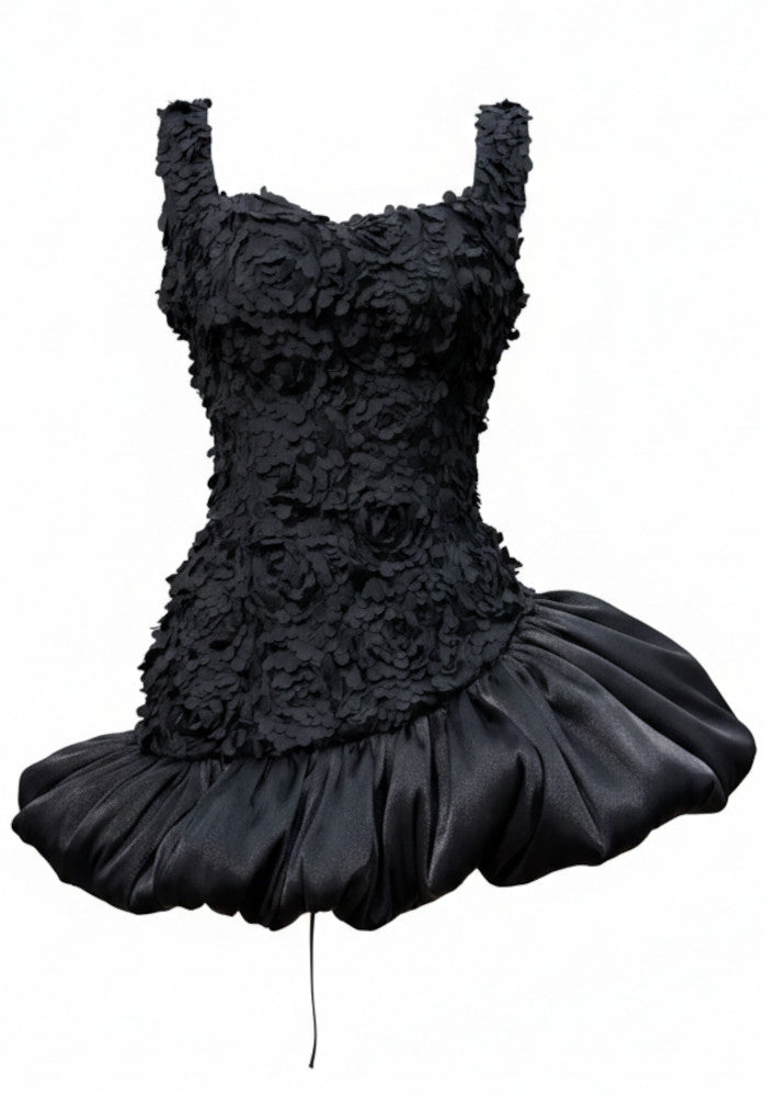 Floral Corset Bubble Dress Black