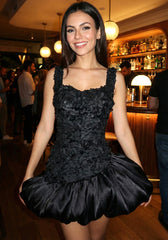 Floral Corset Bubble Dress Black