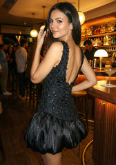 Floral Corset Bubble Dress Black