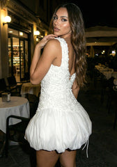 Floral Corset Bubble Dress White