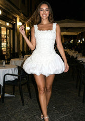 Floral Corset Bubble Dress White