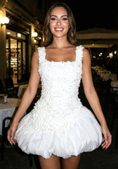 Floral Corset Bubble Dress White