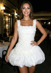 Floral Corset Bubble Dress White