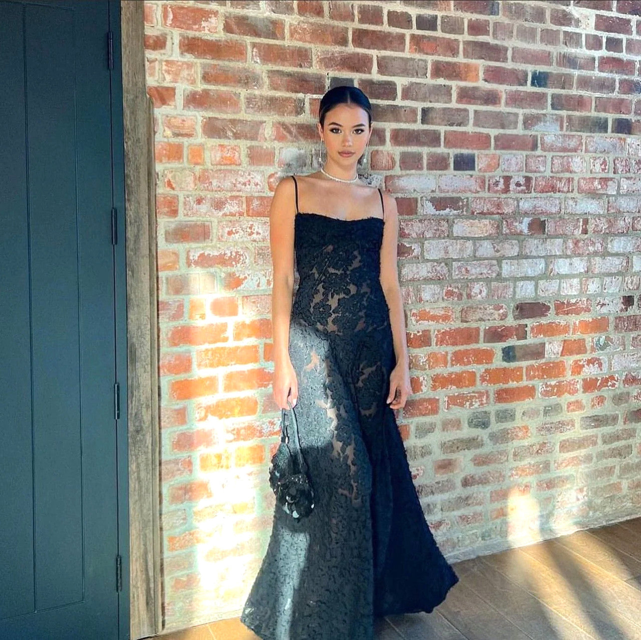 Floral Corset Maxi Dress Black