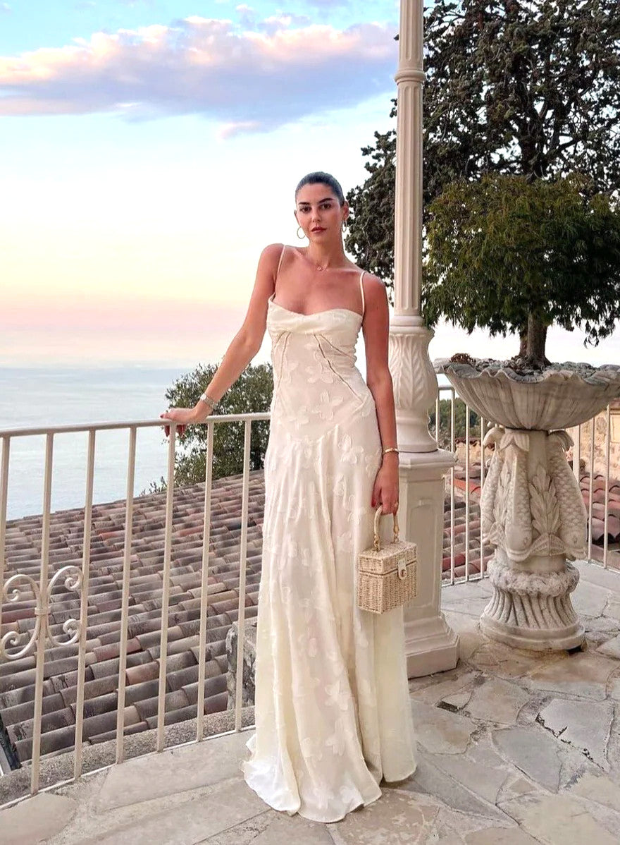 Floral Corset Maxi Dress Ivory