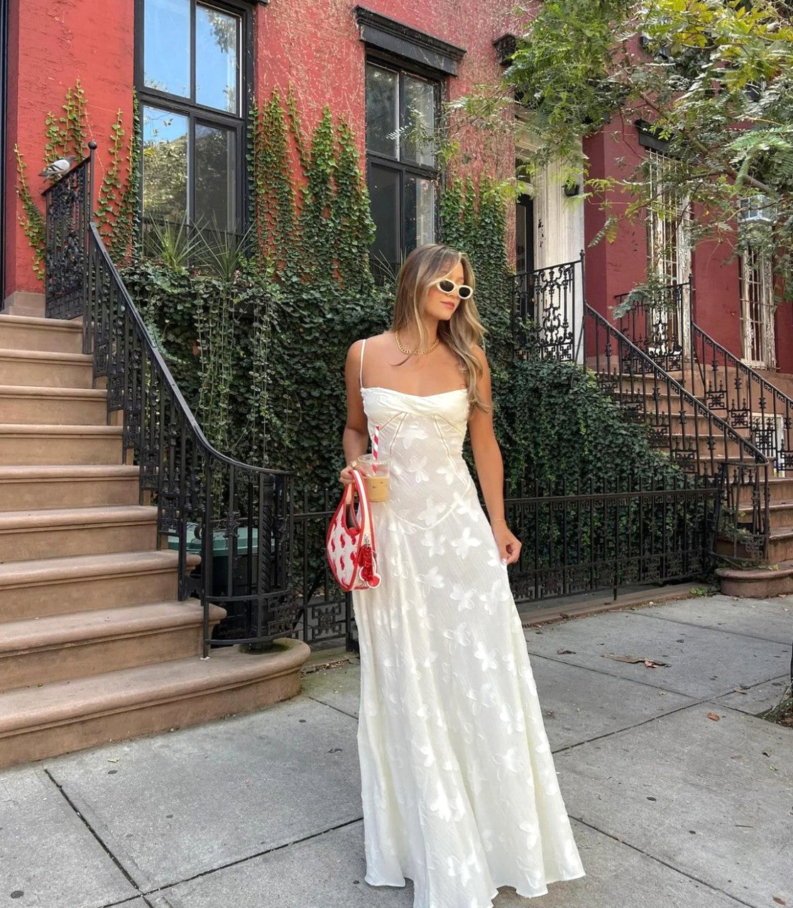 Floral Corset Maxi Dress Ivory