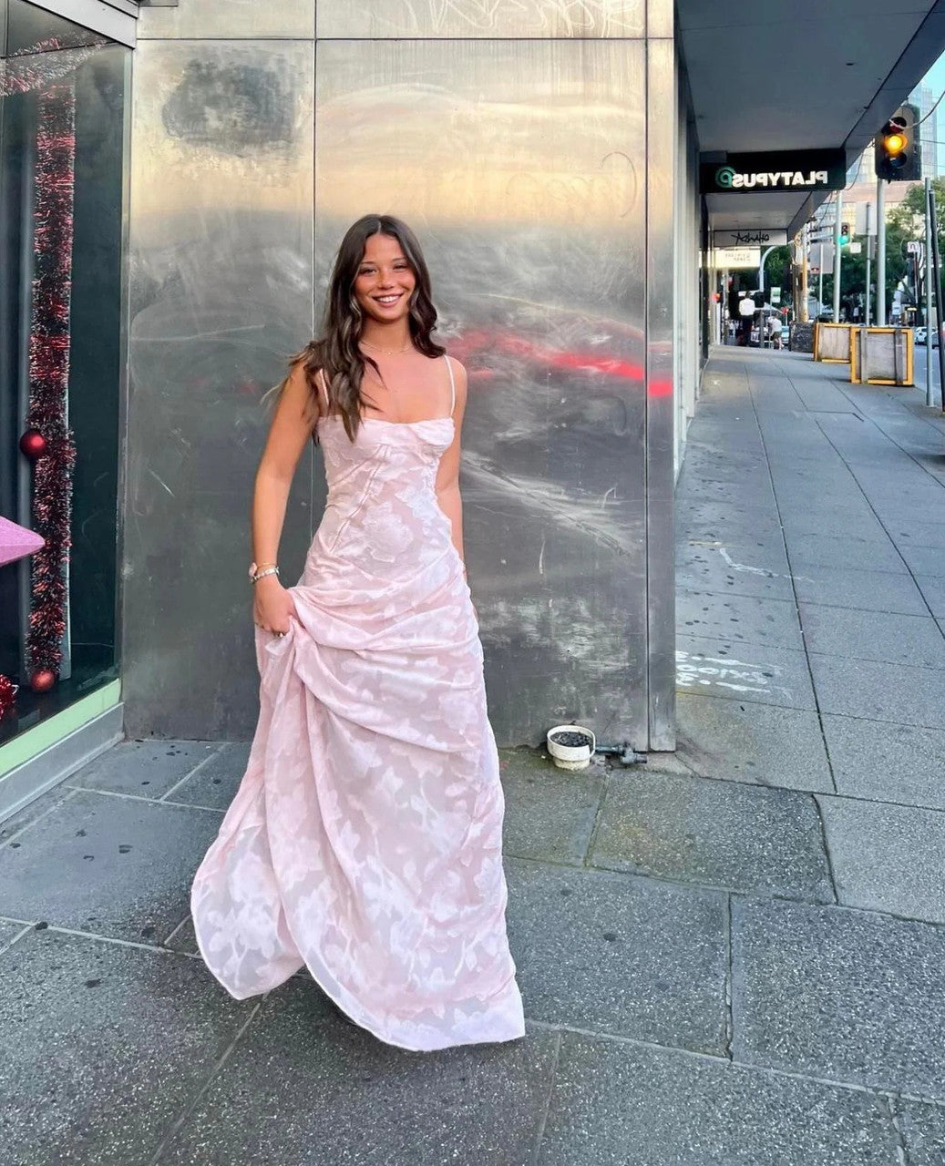 Floral Corset Maxi Dress Pink
