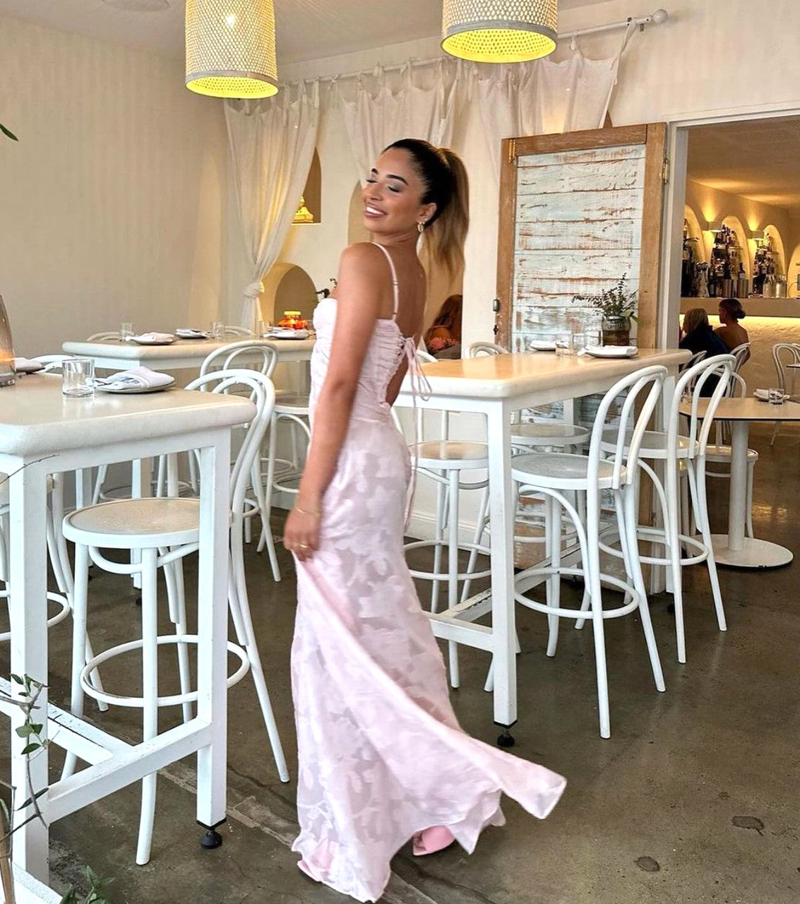Floral Corset Maxi Dress Pink