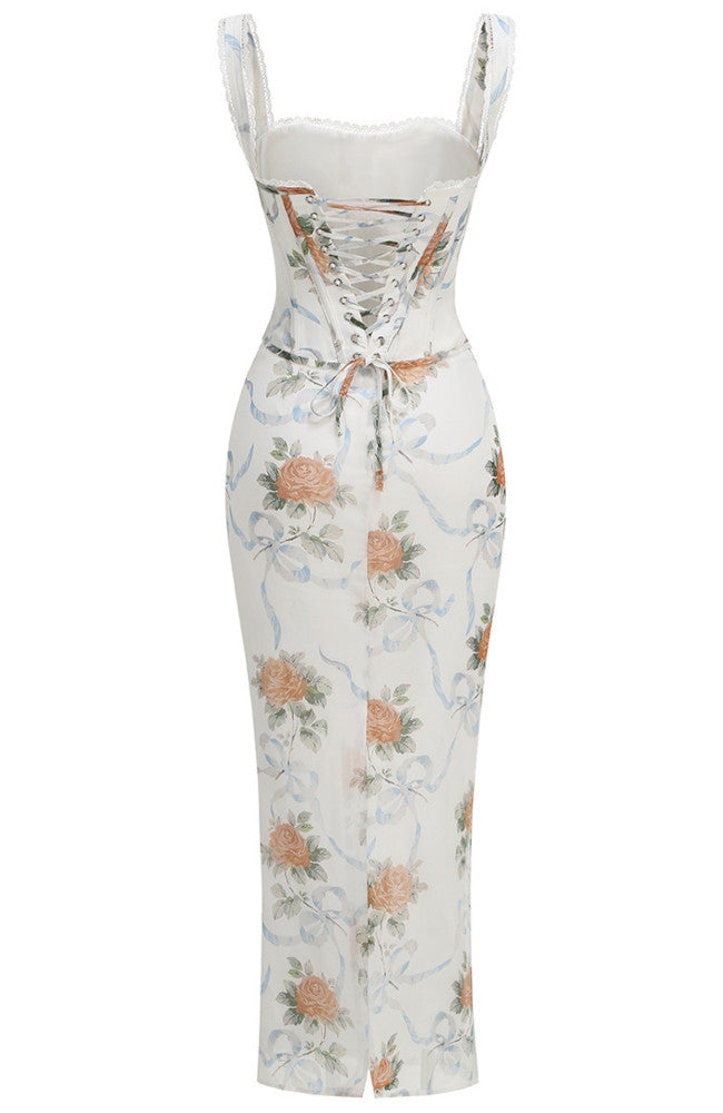 Floral Corset Two Piece Maxi Dress