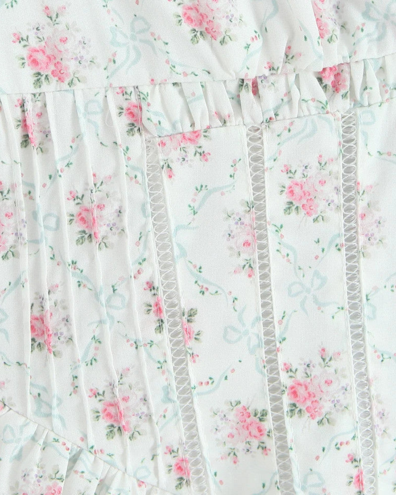 Floral Crochet Trim Skater Dress White