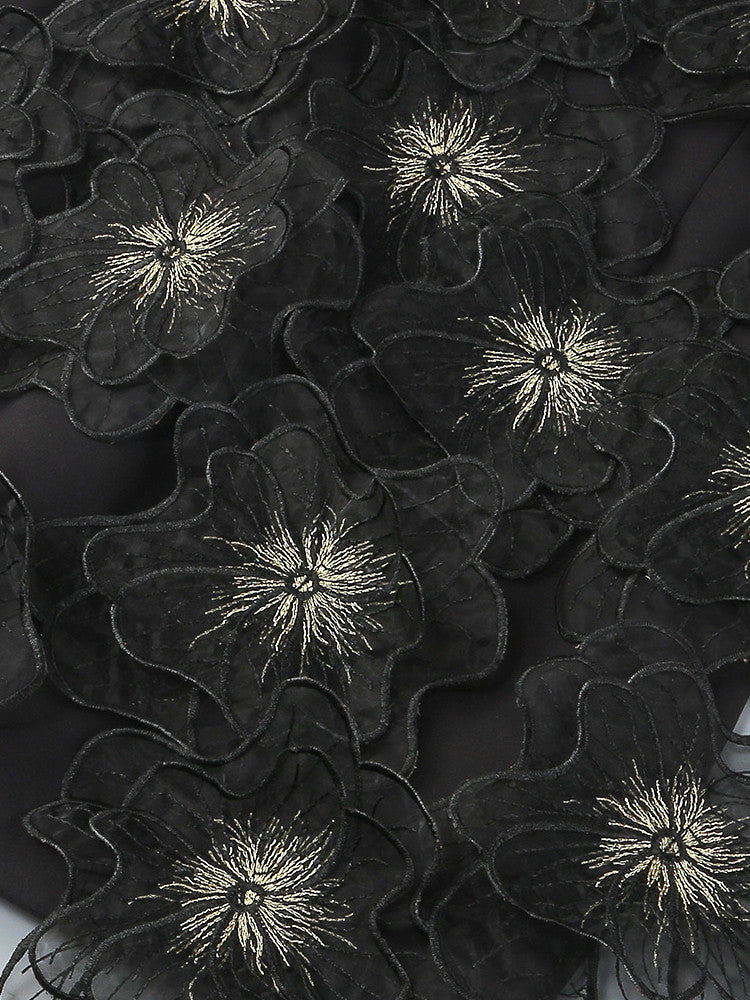 Mesh Floral Detail Dress Black