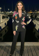 Floral Detail Suit Black