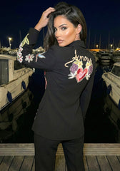 Floral Detail Suit Black