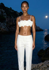 Floral Detail Two Piece Jumpsuit White