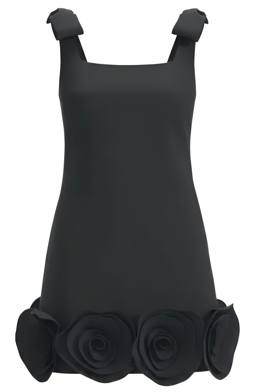 Floral Hem Dress Black
