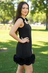 Floral Hem Dress Black