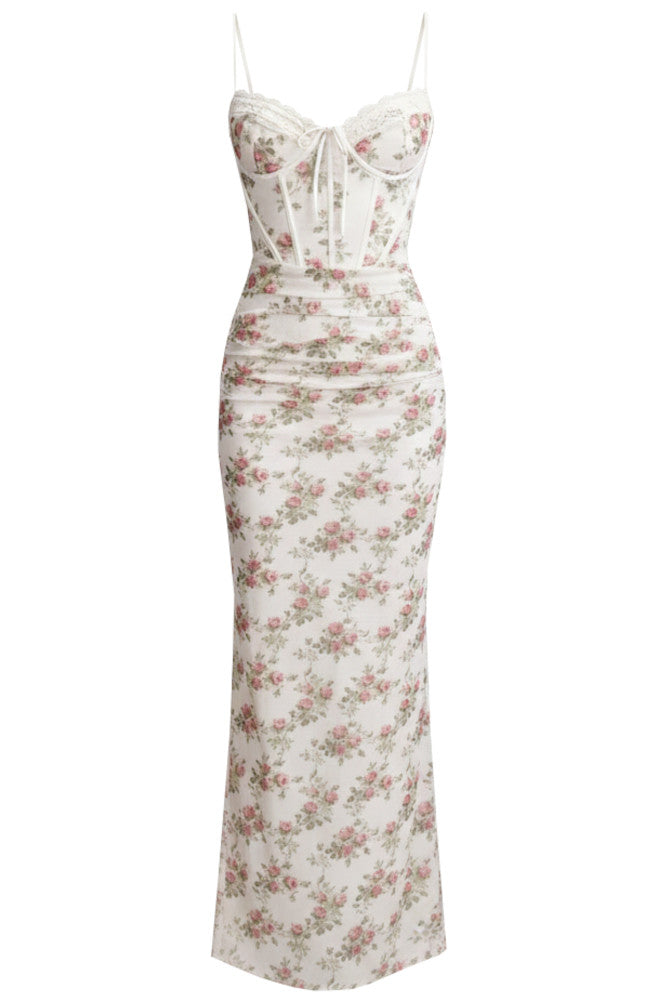 Floral Lace Corset Maxi Dress