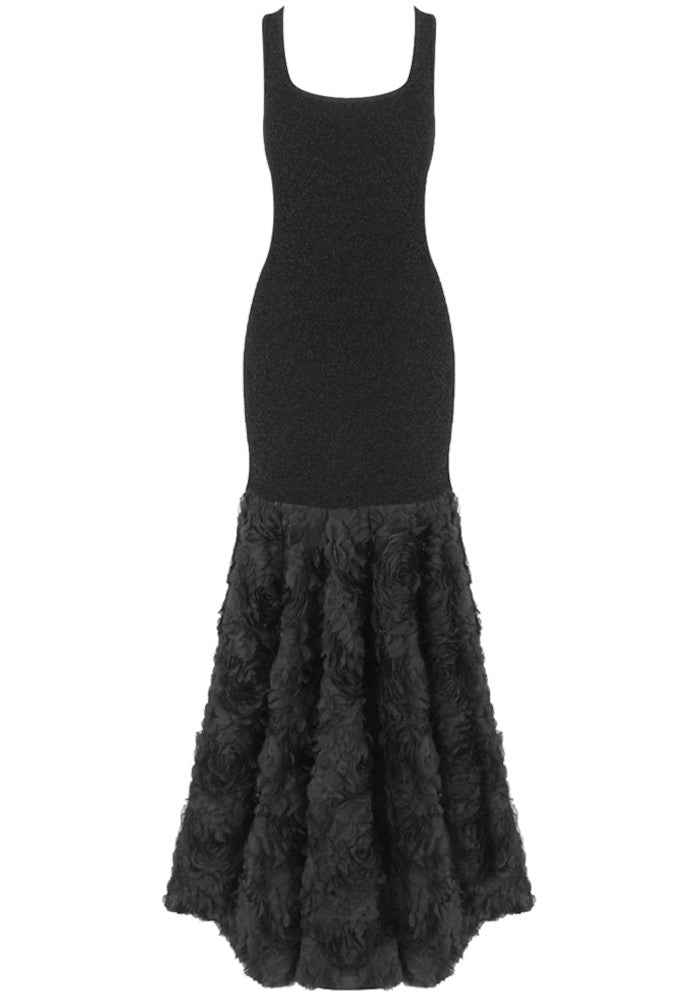 Floral Mermaid Maxi Dress Black