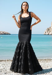 Floral Mermaid Maxi Dress Black