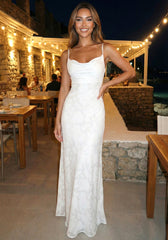 Floral Strappy Back A Line Maxi Dress White