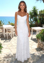 Floral Strappy Back A Line Maxi Dress White