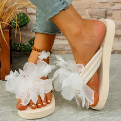 Flower EVA Sole Lightweight Flat Comfortable Beach Style Flip Flops Slippers